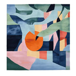 This vibrant Fragmented Garden Bloom Hand Tufted Rug showcases a stunning abstract design with bold colors like orange, blue, and green. Perfect as a square area rug, this wool rug adds a contemporary flair to large living rooms. Ideal for those seeking unique area rugs for living room décor, this square rug delivers both style and comfort.