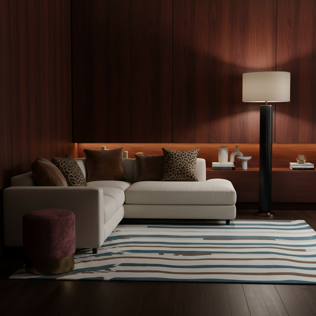 Fragmented Wave Rhythm Hand Tufted Rug