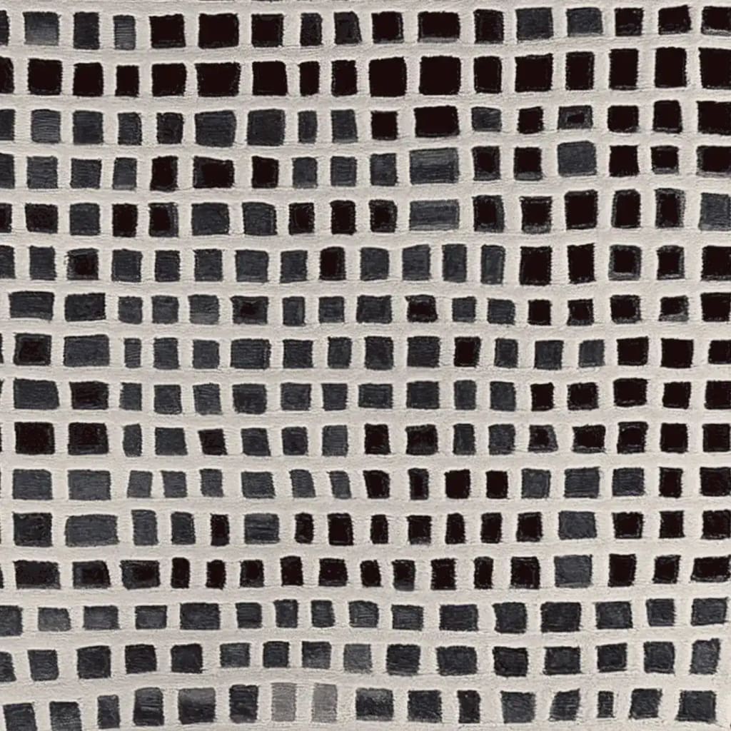 This image showcases a contemporary hand-tufted wool area rug featuring an abstract black and grey grid pattern. Perfect for adding a modern touch to your living room, this 8x10 rug brings a unique style to any space.