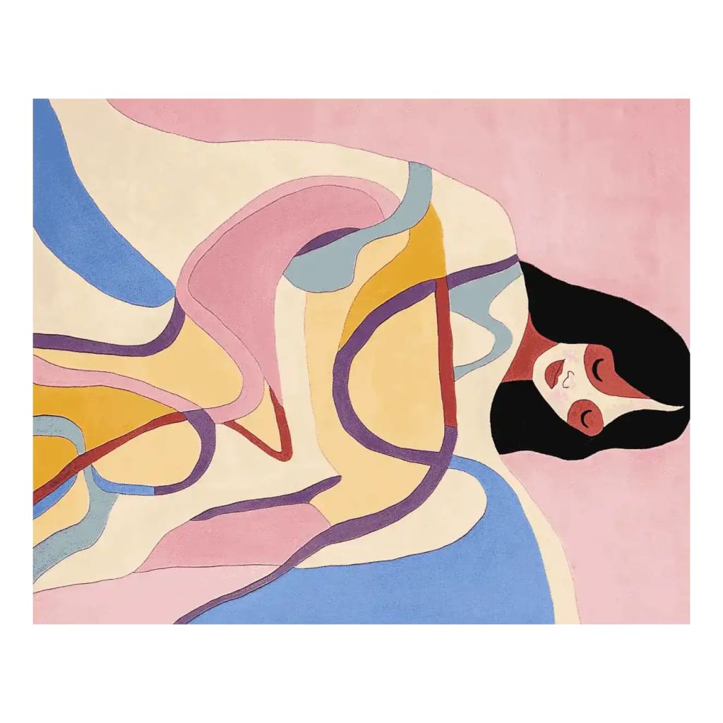 A vibrant, hand-tufted area rug with an abstract design featuring flowing lines and colors. This contemporary wool rug is perfect for adding a touch of modern art to your living space. Ideal for living room rugs 8x10, it combines style and comfort, making it a standout piece among rugs for living room decor.