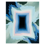 A vibrant hand tufted area rug with an abstract design featuring shades of blue, pink, and green. This contemporary wool rug creates a striking visual centerpiece, ideal for modern living rooms.