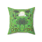 Full Moon Night Palm Trees Throw Pillow - Green