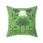 Full Moon Night Palm Trees Throw Pillow - Green