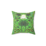 Full Moon Night Palm Trees Throw Pillow - Green