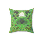 Full Moon Night Palm Trees Throw Pillow - Green