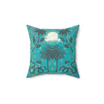 Full Moon Night Palm Trees Throw Pillow