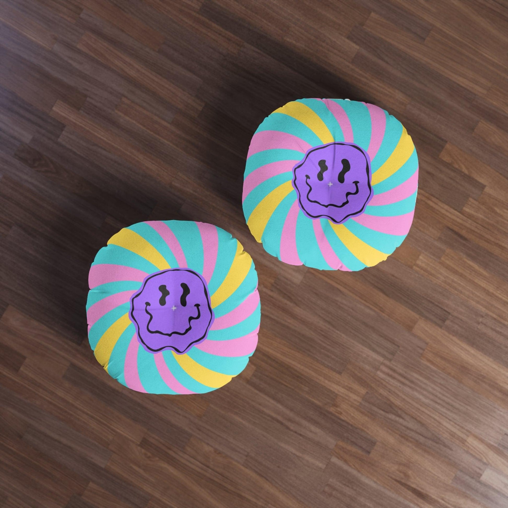Funky Smiley Emoji Tufted Round Floor Pillow - MAIA HOMES