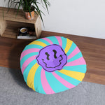 Funky Smiley Emoji Tufted Round Floor Pillow