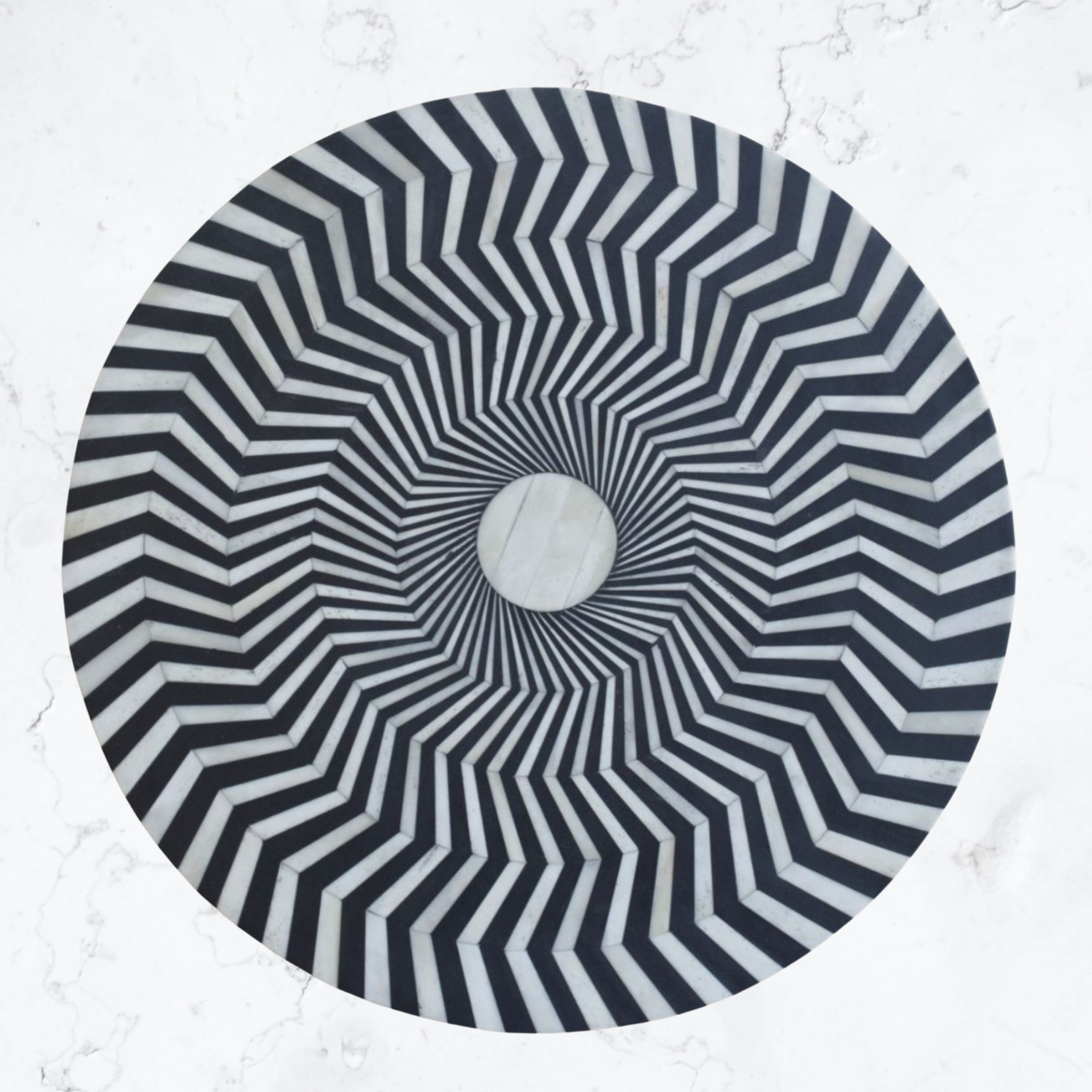 Fusion Bone Inlay Round Side Table – Black