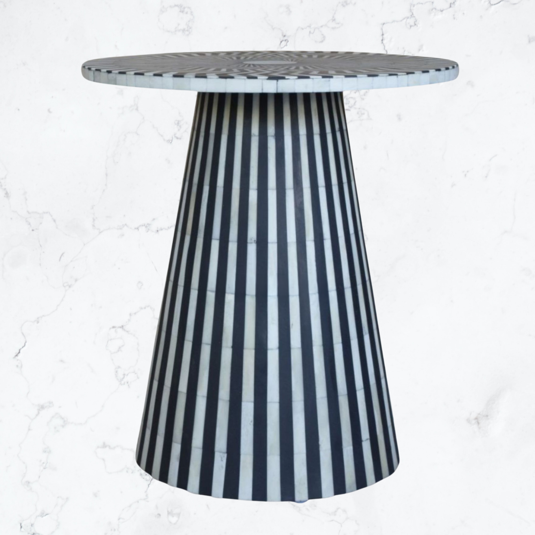 Fusion Bone Inlay Round Side Table – Black