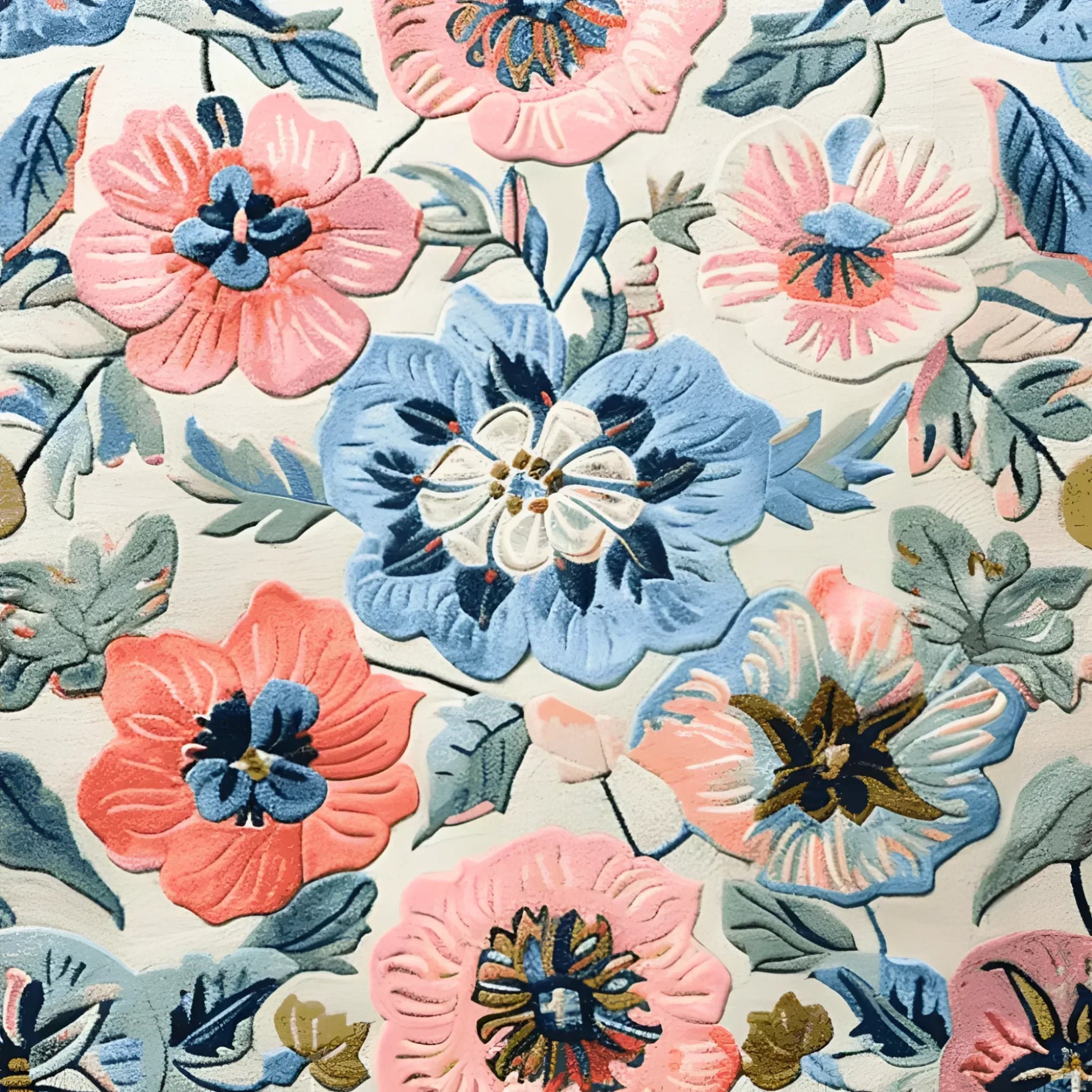 Vibrant and elegant Garden Breeze Hand Tufted Area Rug featuring a beautiful floral design in soft pink, blue, and green hues. This wool rug is perfect for adding a touch of nature to your living room decor.