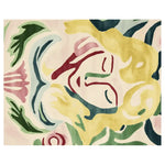 This vibrant Garden Muse Abstract Hand Tufted Area Rug showcases a contemporary design with swirling patterns in rich hues of green, pink, blue, and yellow. Ideal for adding a touch of modern art to large living rooms, this wool rug measures 8x10, making it a perfect fit for spacious areas.