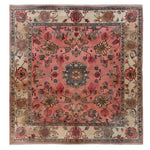 A beautifully designed Garden of Ages knotted wool area rug showcasing intricate floral patterns in warm, earthy tones. Perfect for adding elegance to living room spaces, this floral rug features detailed borders and a rich color scheme, bringing an artistic touch to your decor.