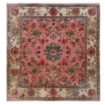 A beautifully designed Garden of Ages knotted wool area rug showcasing intricate floral patterns in warm, earthy tones. Perfect for adding elegance to living room spaces, this floral rug features detailed borders and a rich color scheme, bringing an artistic touch to your decor.
