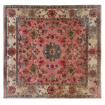 Top view of the Garden of Ages Knotted Wool Area Rug showcasing its intricate floral patterns and rich colors, ideal for living room decor as a floral rug.