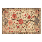 Top view of the Garden of Splendor Knotted Wool Rug, an exquisite area rug featuring a vibrant floral design. This large living room rug boasts intricate blooms and branches, making it a perfect choice for those seeking elegant rugs for their living room.