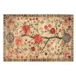 Top view of the Garden of Splendor Knotted Wool Rug, an exquisite area rug featuring a vibrant floral design. This large living room rug boasts intricate blooms and branches, making it a perfect choice for those seeking elegant rugs for their living room.