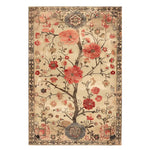 This exquisite area rug, titled 'Garden of Splendor Knotted Wool Rug', showcases a stunning floral design with vibrant red and pink blooms set against a warm beige background. Perfect for adding a touch of elegance to large living room spaces, this floral rug is both stylish and timeless, making it an ideal choice for rugs for living room decor.