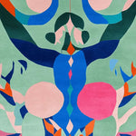 Vibrant Garden Oracle Hand Tufted Rug showcasing an abstract design with bold colors, perfect as a square area rug for living rooms. This contemporary wool rug adds a splash of color with its intricate patterns, ideal for an 8x10 living room setup.