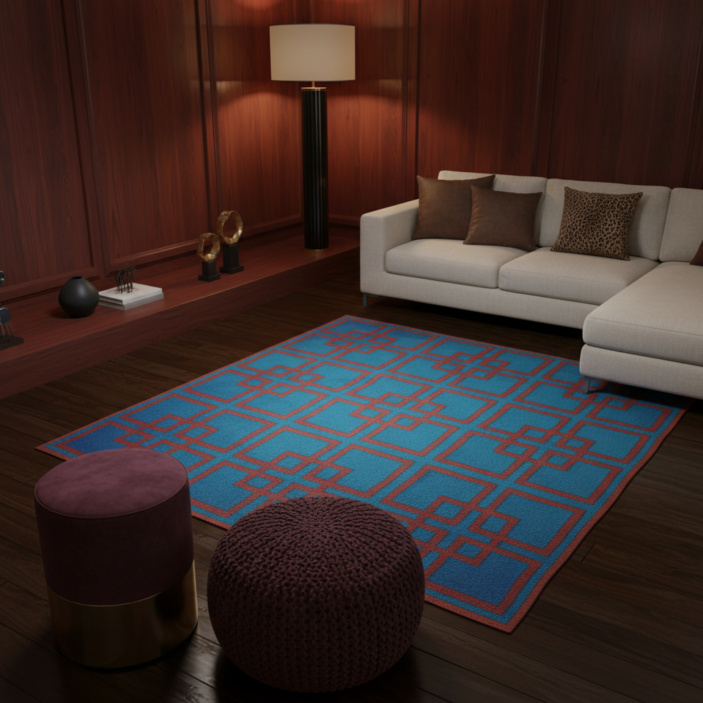 Gatsby's Garden Dhurrie Cotton Rug - Blue