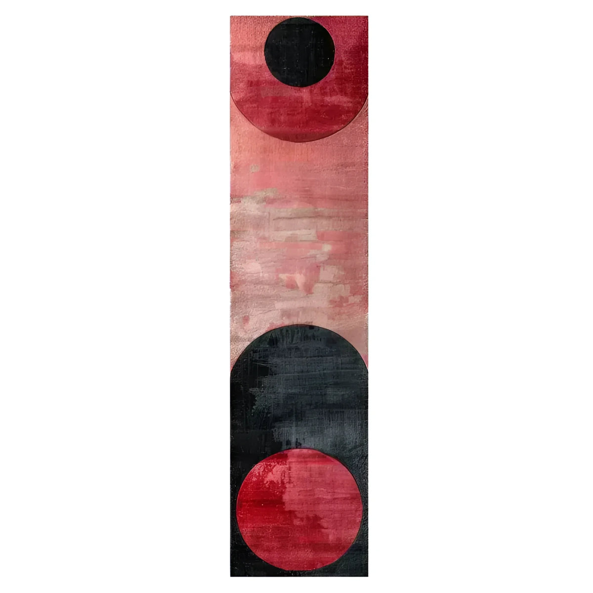 Geometric Fusion Hand Tufted Wool Runner Rug featuring bold abstract shapes in red and black against a textured background. Ideal as a contemporary hallway runner rug or a striking addition to large area rugs for living rooms. This wool rug adds a modern touch to any space, perfect for kitchens, bathrooms, or as a unique kitchen runner rug.