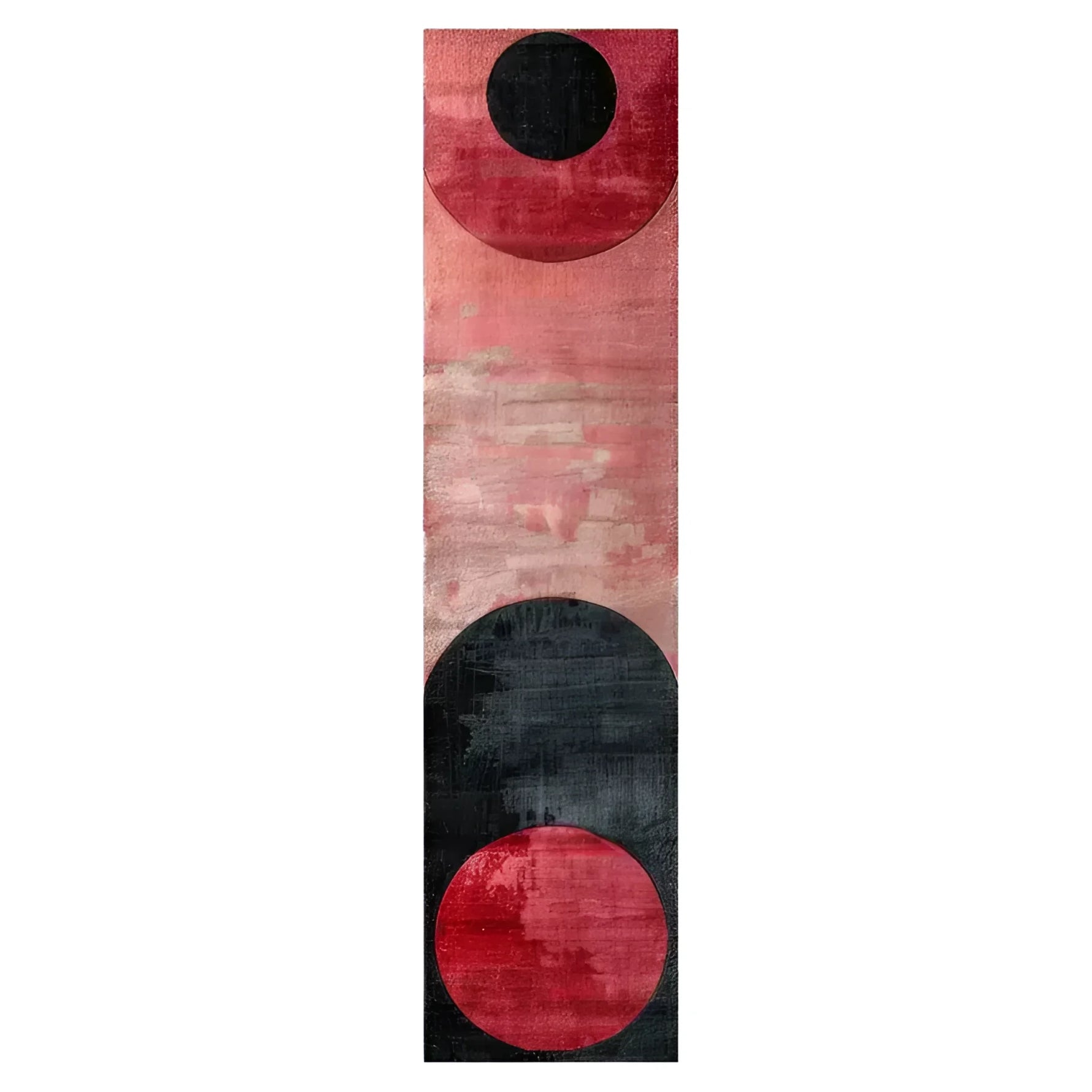 Geometric Fusion Hand Tufted Wool Runner Rug featuring bold abstract shapes in red and black against a textured background. Ideal as a contemporary hallway runner rug or a striking addition to large area rugs for living rooms. This wool rug adds a modern touch to any space, perfect for kitchens, bathrooms, or as a unique kitchen runner rug.