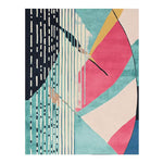 This vibrant Area Rug showcases a captivating geometric noise pattern with bold colors like teal, pink, and yellow, perfect for adding a contemporary touch to any space. Hand-tufted from high-quality wool, this large living room rug (8x10) combines modern design with cozy comfort, making it an ideal choice for stylish interiors.