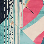 A vibrant geometric noise pattern hand-tufted area rug, showcasing bold colors like pink, teal, and black in an abstract design. Perfect as a wool rug for adding a contemporary touch to living room rugs 8x10 or large living room rugs.
