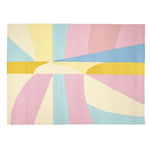 This vibrant area rug features a hand-tufted design in pastel shades of yellow, pink, and blue, making it an ideal contemporary rug for brightening up any living room. Crafted from wool, this colorful rug combines abstract geometry with soft textures, perfect for those seeking stylish and modern living room area rugs.