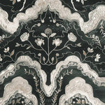 A close-up view of the Gilded Floral Current Hand Tufted Rug, showcasing intricate floral designs in a blend of elegant colors. This area rug, crafted from high-quality wool, is perfect for adding a touch of sophistication to living rooms. Ideal for those seeking an 8x10 wool rug, it beautifully complements modern home decor.