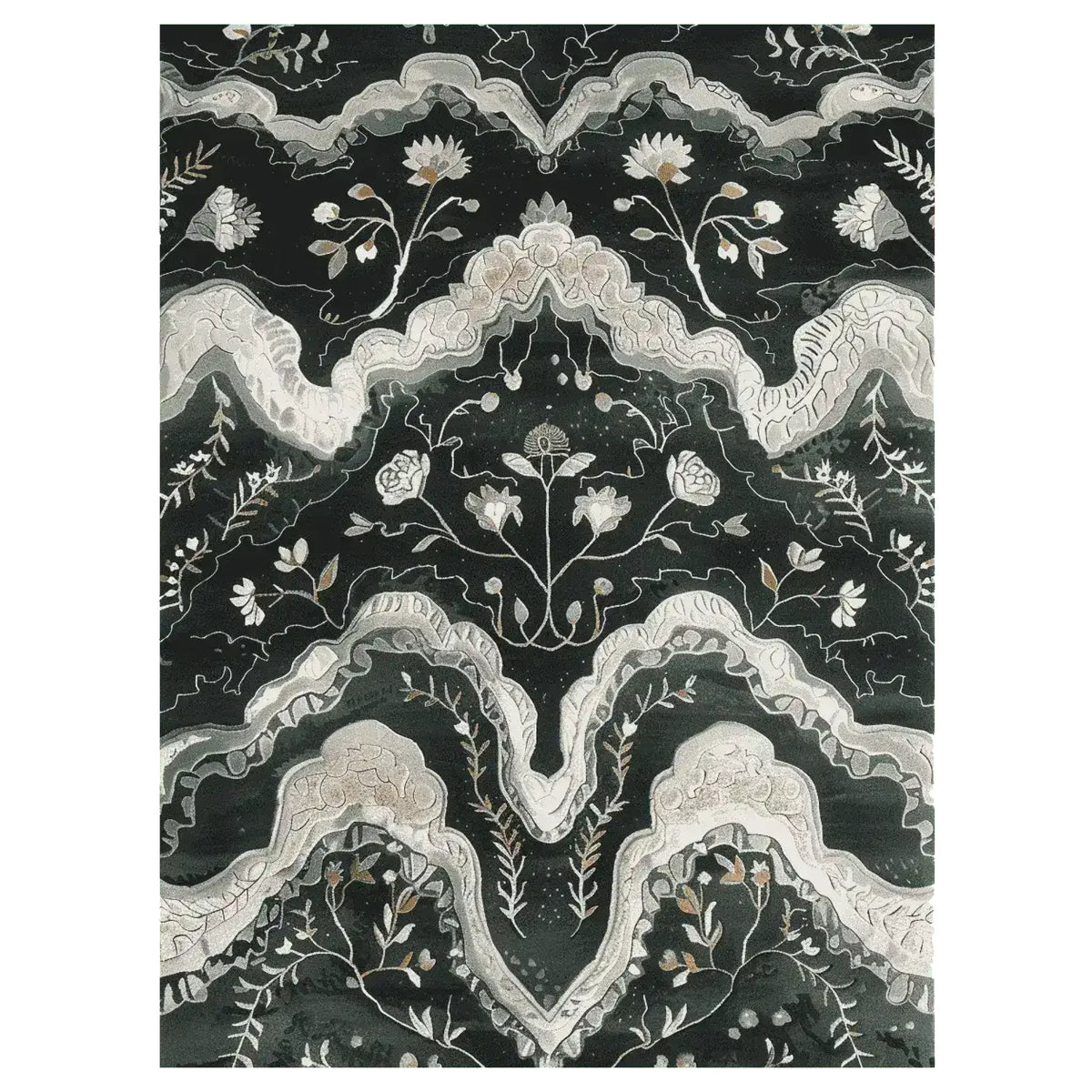 Gilded Floral Current Hand Tufted Area Rug featuring elegant floral patterns in soft, muted colors. This wool rug is perfect for enhancing the aesthetic of your living room. Ideal as an 8x10 living room rug, this floral rug combines style and comfort seamlessly.