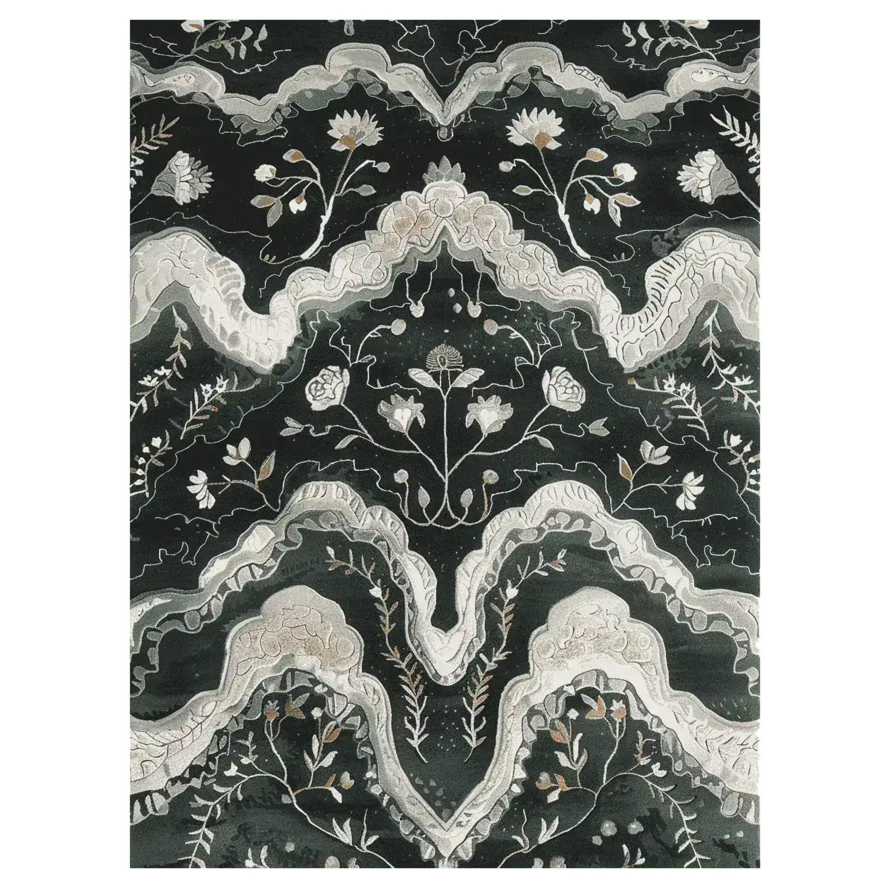 Gilded Floral Current Hand Tufted Area Rug featuring elegant floral patterns in soft, muted colors. This wool rug is perfect for enhancing the aesthetic of your living room. Ideal as an 8x10 living room rug, this floral rug combines style and comfort seamlessly.