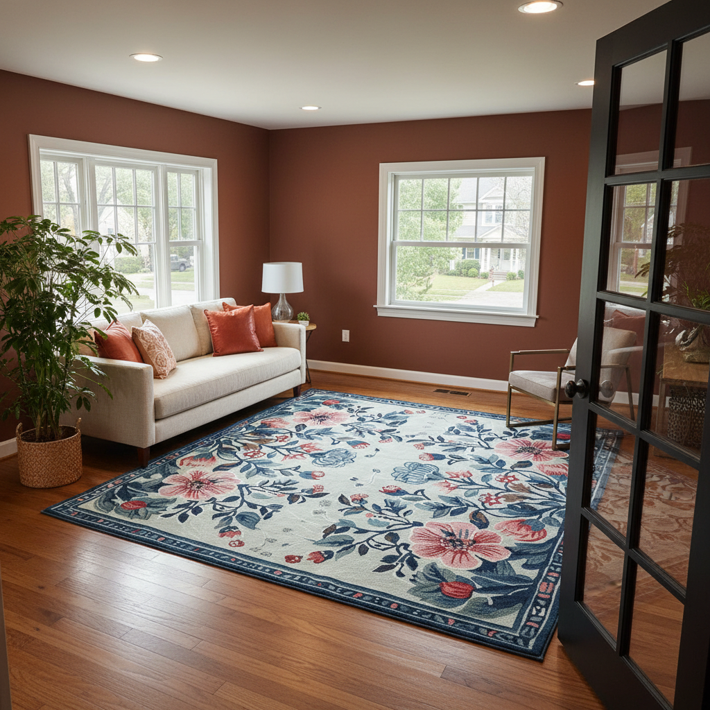 Gilded Floral Prayer Hand Tufted Rug