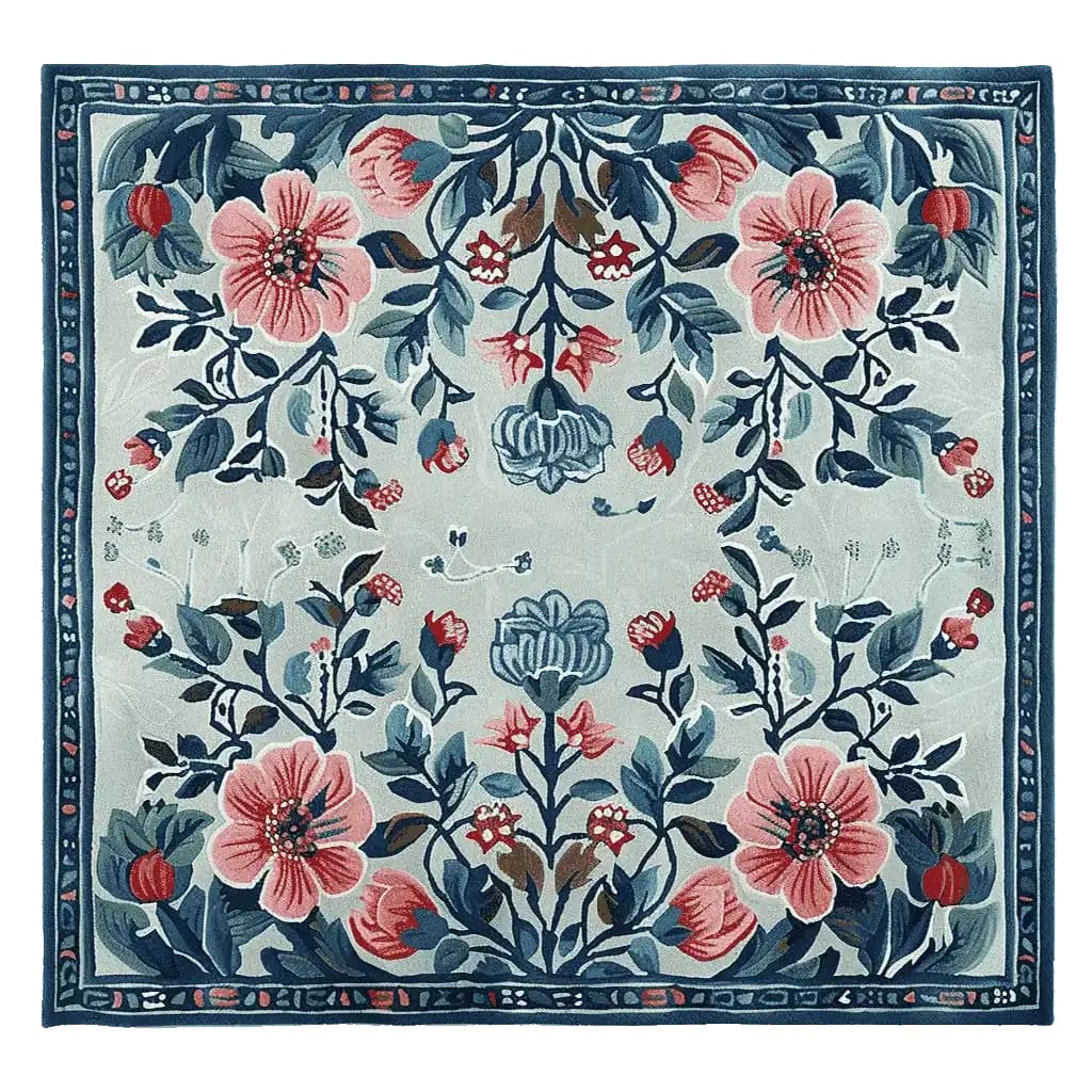 Discover the elegance of this Gilded Floral Prayer Hand Tufted Rug, a stunning square area rug perfect for enhancing your living room decor. This wool rug showcases an intricate floral design in vibrant colors, making it an ideal choice for large living room spaces. Its luxurious texture and captivating pattern make it a standout piece among rugs for living room settings.