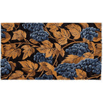Gilded Grapes Hand Tufted Area Rug featuring a vintage design with detailed blue grapes and golden leaves on a dark background. This wool rug is perfect for large living rooms, offering an 8x10 size that enhances any space with its elegant and classic look.