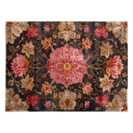 Elevate your living space with this stunning Gilded Rose Hand Tufted Wool Rug. The area rug features a vibrant floral design with intricate pink, gold, and ivory patterns set against a dark background, making it perfect for large living rooms. This wool rug adds a touch of elegance and warmth, ideal for those seeking area rugs for living room decor.