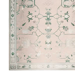 This image showcases the Gilded Serenity Hand Tufted Area Rug, an exquisite wool rug perfect for adding a touch of elegance to any living room. The vintage rug features a delicate floral pattern in soft, muted tones, offering a timeless and sophisticated look.