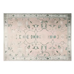 Top view of the Gilded Serenity Hand Tufted Area Rug showcasing an intricate vintage design with floral patterns, ideal for adding elegance to a living room. This wool rug features a harmonious blend of soft colors and detailed craftsmanship.