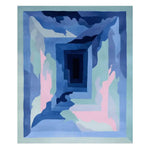 A stunning Glacial Mirage Echo Hand Tufted Area Rug featuring an abstract design in soothing shades of blue and pink. Perfect for adding a contemporary touch to your living room, this 8x10 wool rug combines artistic flair with cozy comfort, making it an ideal choice for modern rugs for living rooms.