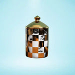 Gold Checker Lina Cavalieri Ceramic Aromatherapy Candle Jar with Lid