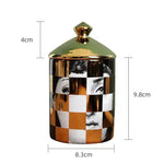 Gold Checker Lina Cavalieri Ceramic Aromatherapy Candle Jar with Lid