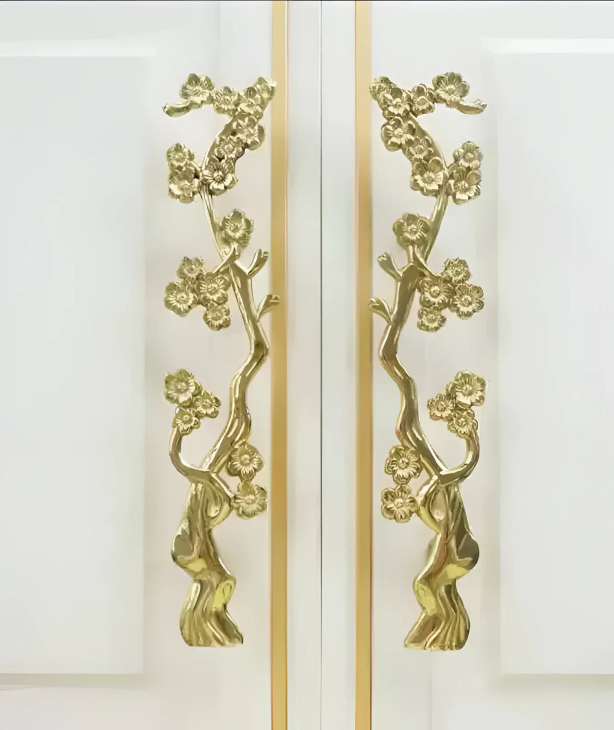 Gold Cherry Blossom Tree Branch Door Knob Handles - Set of 2 Default Title