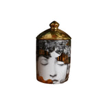 Gold Cloud over Lina Cavalieri Ceramic Aromatherapy Candle Jar with Lid