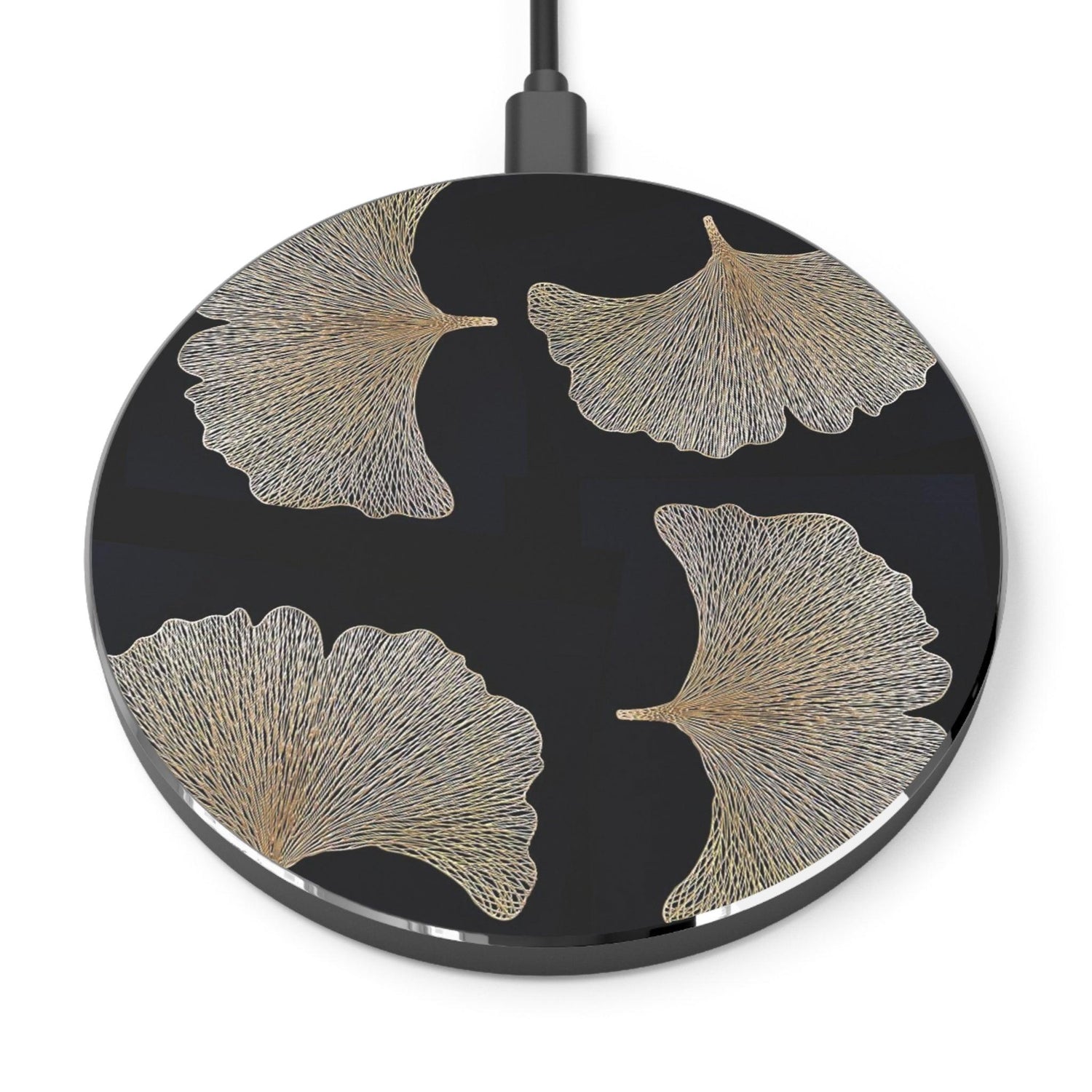 Gold Gingko Leaves Wireless Charger Round One size