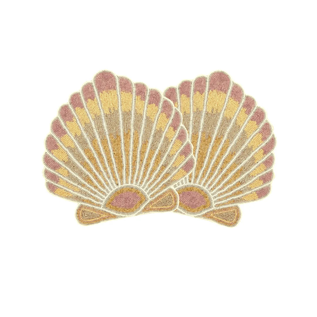 Gold Sea Shell Beaded Placemat - Set of 4