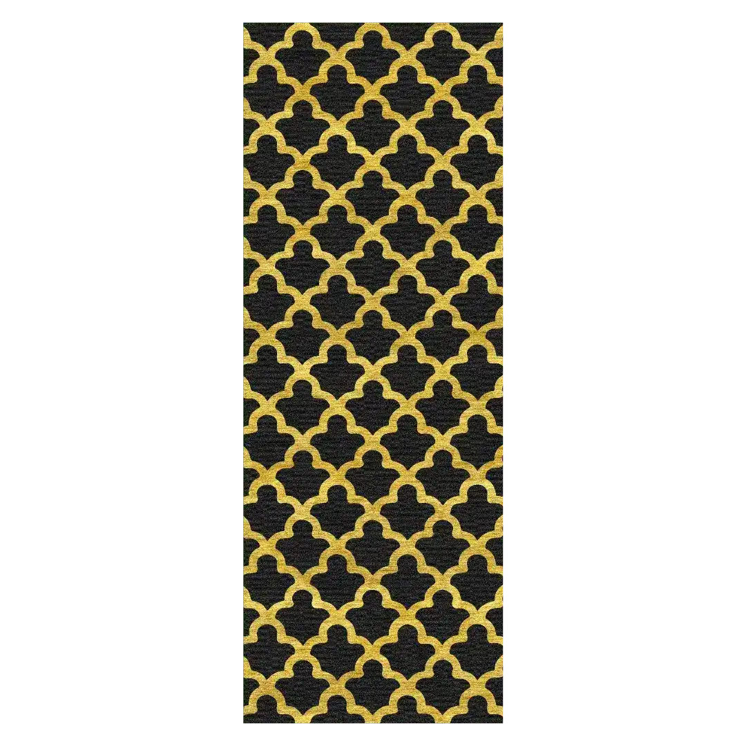 This elegant Golden Art Deco Scale Black Tufted Area Rug features a striking gold geometric pattern on a rich black background, ideal for enhancing the decor in both bedrooms and living rooms. Made from high-quality wool, this rug adds a touch of luxury and sophistication to any space, making it perfect for those seeking stylish area rugs for living room settings.