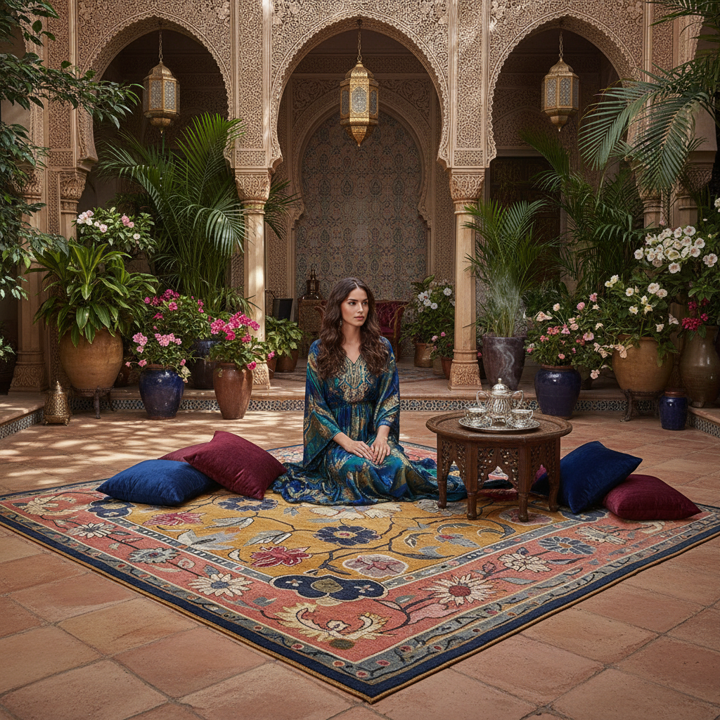 Golden Bloom Suzani Hand Tufted Wool Rug