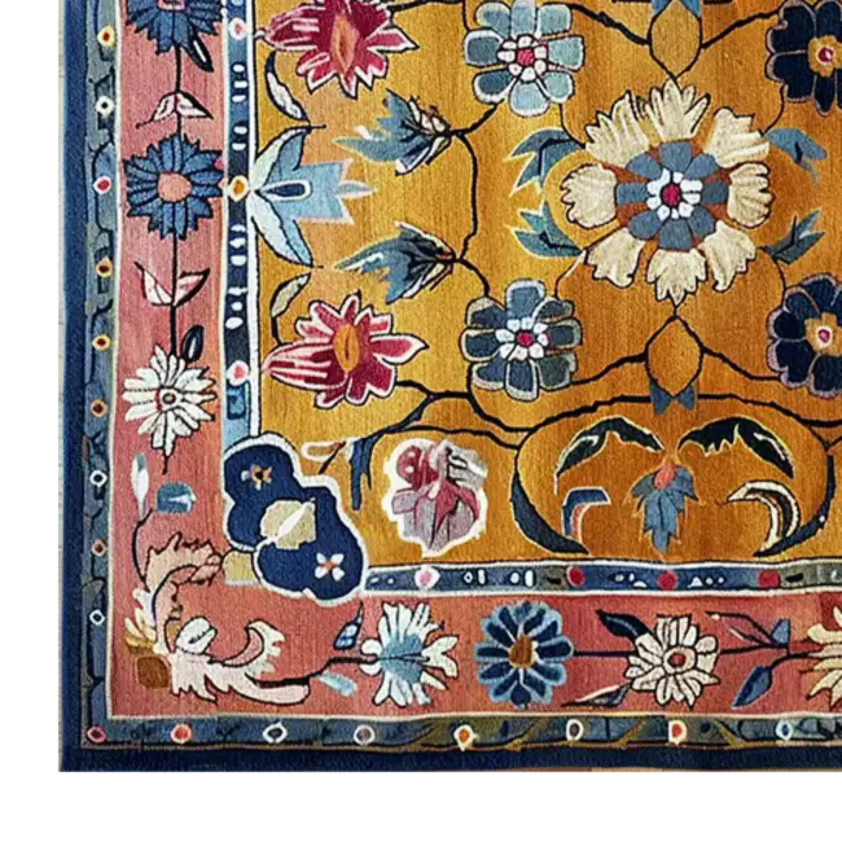 Golden Bloom Suzani Hand Tufted Wool Rug