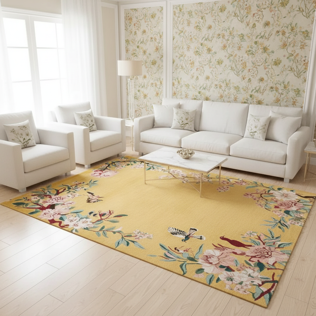 Golden Garden Flight Hand Tufted Rug
