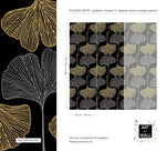 Golden Gingko Grove Wallpaper spec sheet showing leaf pattern detail and panel sizing